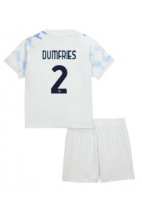 Inter Milan Denzel Dumfries #2 Jalkapallovaatteet Lasten Vieraspeliasu 2025-26 Lyhythihainen (+ Lyhyet housut)